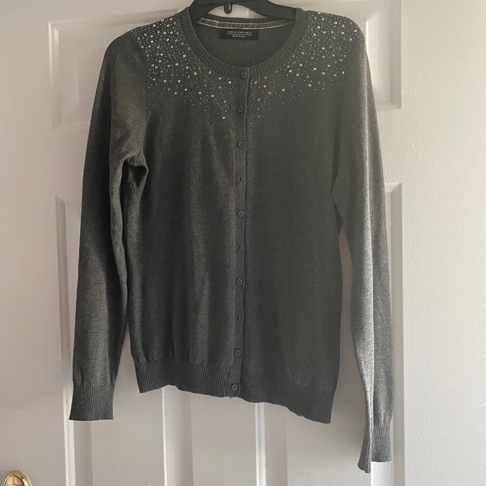 Grey cardigan with a little sparkle!  Medium.